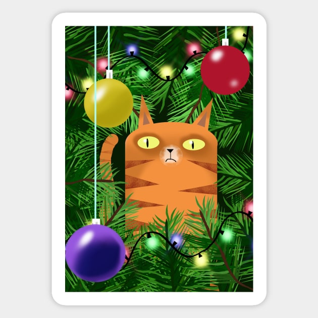 The Ginger and the Christmas Tree Sticker by Scratch